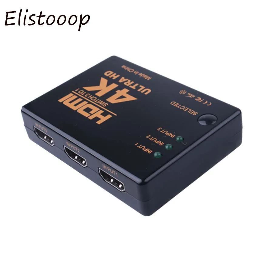 Elistooop HDMI распределитель 1080P 4K 3 вход 1 выходной порт концентратор коробка для DVD HDTV