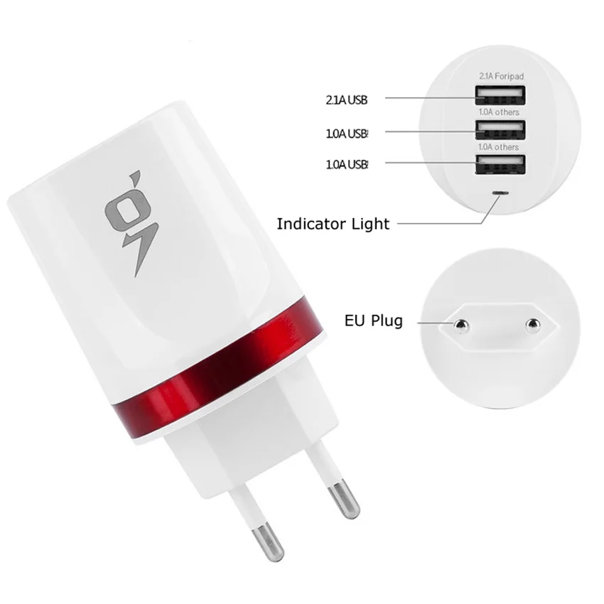 Многофункциональное зарядное устройство 2 1 а 3USB для Великобритании США ЕС