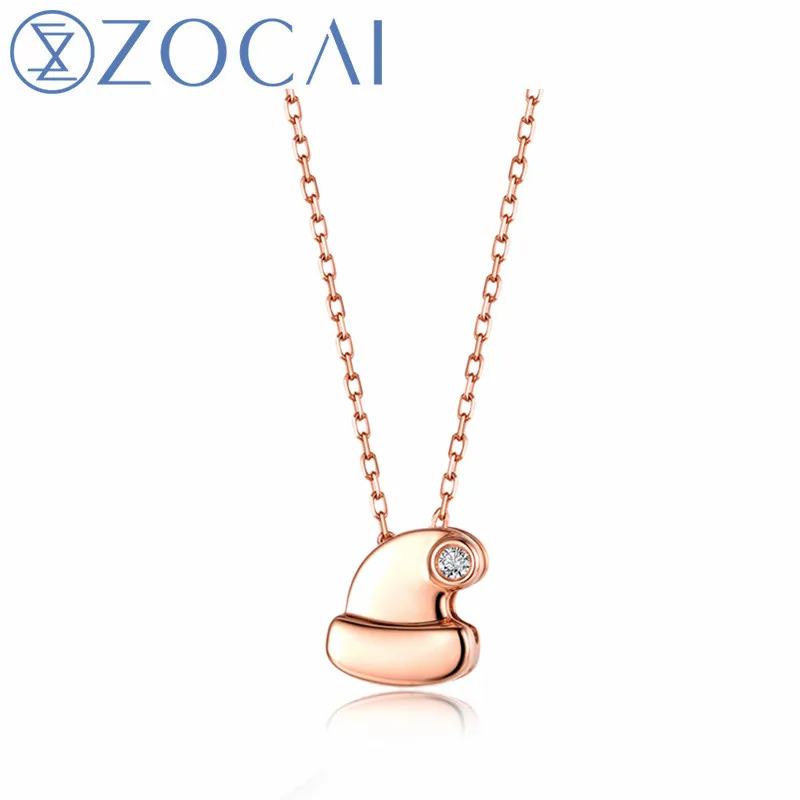 

ZOCAI, рождественский подарок, бриллиантовое ожерелье, сертифицированное, 0,009 карат, бриллиант, 18 К, розовое золото (Au750), Рождественская шляпа, ...