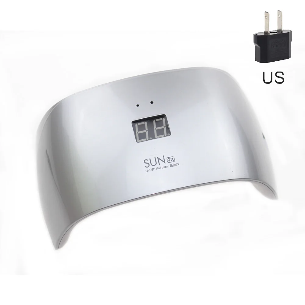 Silver US SUN 9X лампа для ногтей УФ светодиодный светильник для маникюра Max18W UF лампы профессиональная Сушилка для ногтей гель лак Lampara 9 светодиодный s - Цвет: Silver US
