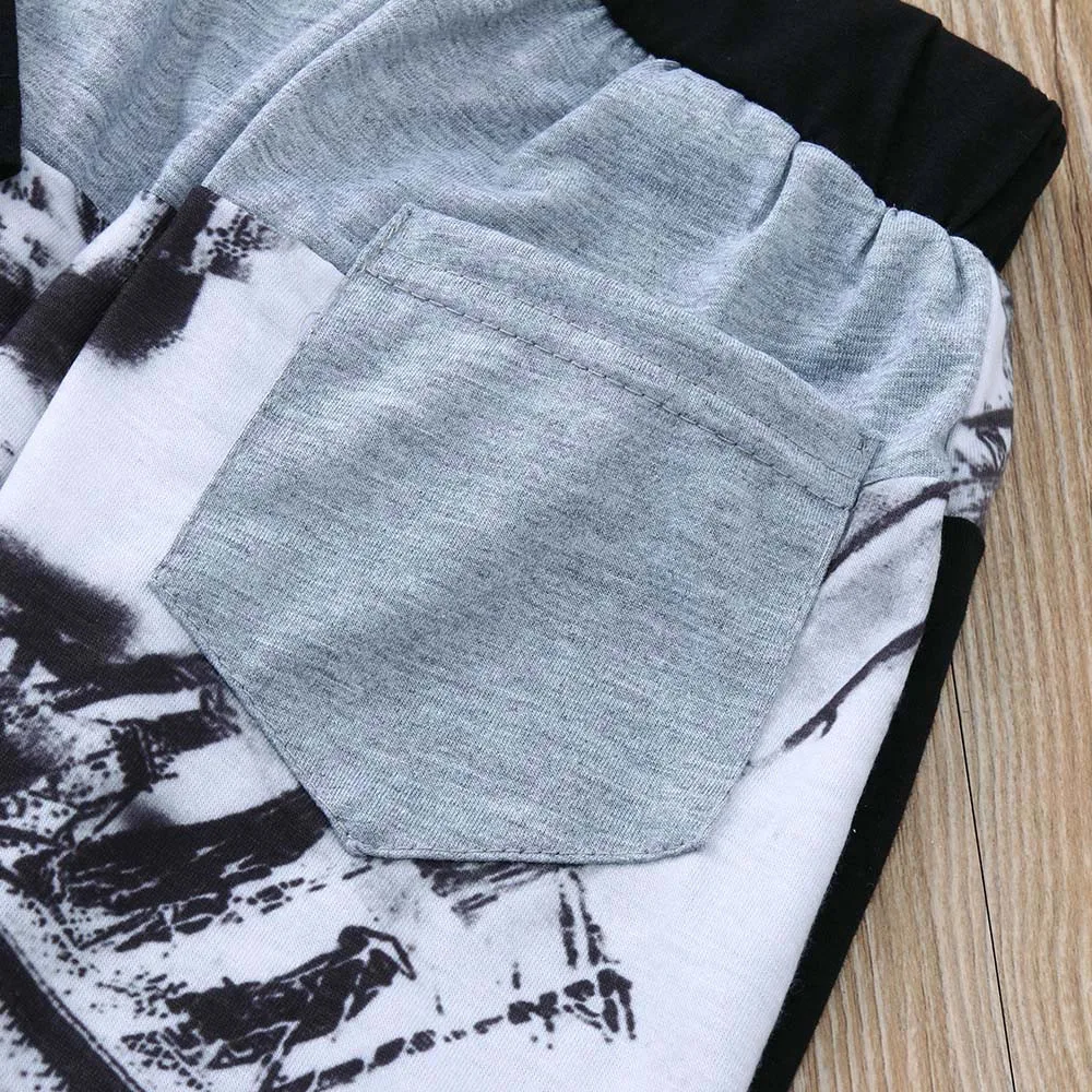 

Kid Toddler Baby Boys Print Splice Short Sleeve T-shirt Top+Shorts Outfits Sets children clothing set kids clothes