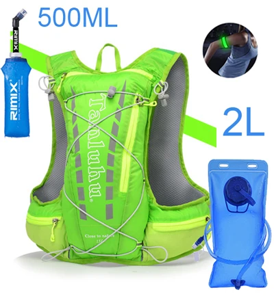 Green backpack 2.5L Легкий гидратационный жилет для бега, рюкзак 15л, походная спортивная сумка для бега, марафона, велоспорта, альпинизма, спорта на открытом воздухе, упаковка XL - Цвет: Green backpack 2.5L