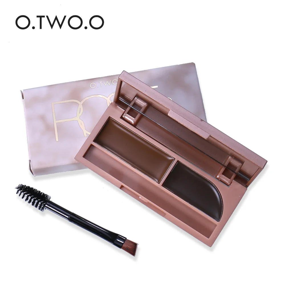 O.TWO.O 2 in 1 Eyebrow Enhancer Brown Black Powder Waterproof Makeup Gel Lasting Eye Brow Cream Cosmetic With Brush+Mirror N9082 | Красота и