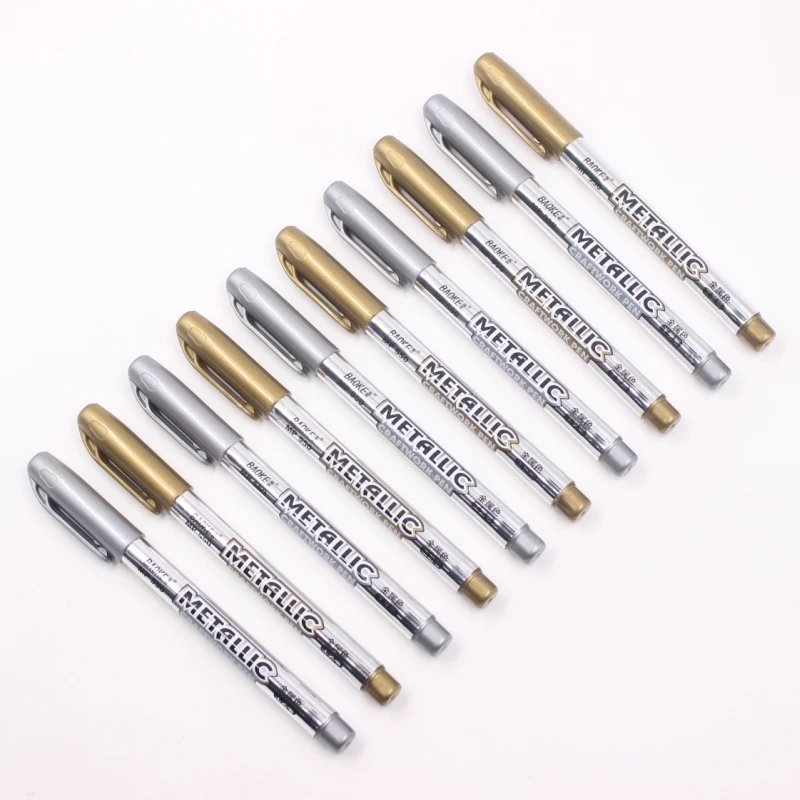 2 Pcs Paint Pen Metal Color Technology Gold And Silver 1.5mm Up Student Supplies MP550 Marker | Канцтовары для офиса и дома
