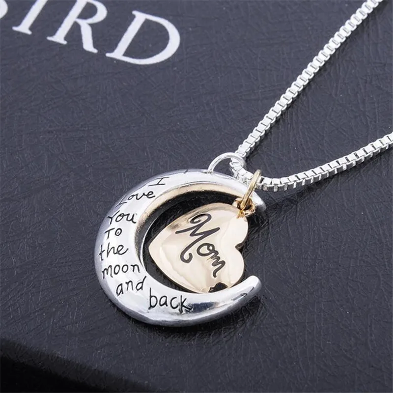 Ожерелье с подвеской I Love You To The Moon And Back двухцветное Золотое и серебряное ожерелье