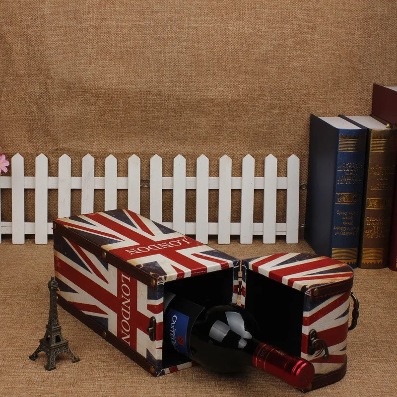 Антикварная коробка красного вина винтажный кожаный флаг Лондона изысканный