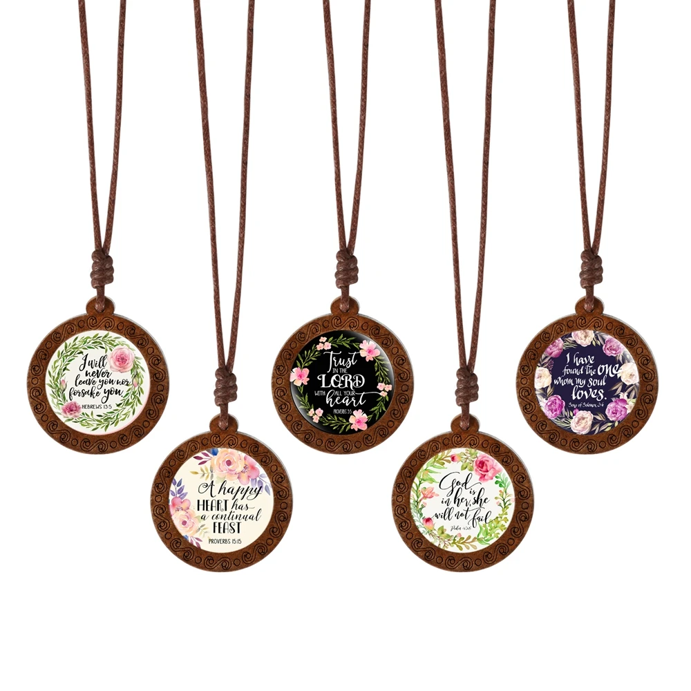 5 шт./лот оптовая продажа ручная работа дерево стекло кабошон Библейский стих