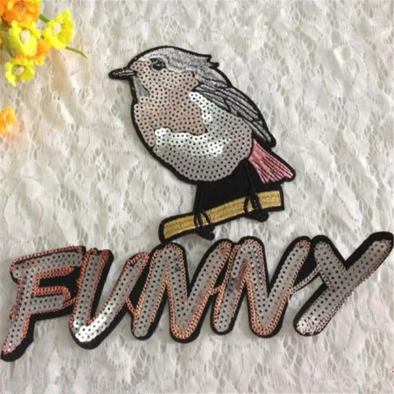 Для женщин/Для мужчин/дети вышивка блестками патч 25 см смешно птица иметь дело с