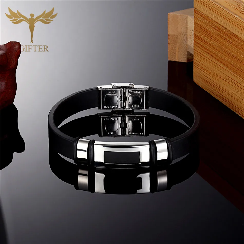 

Initial Bracelet Rose Gold Color Stainless Steel Jewelry Accessories Men Women Adjustable Black Bangle