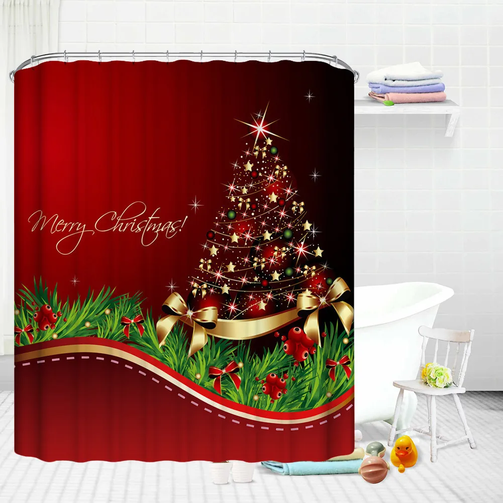 

Hot Sell ChristmasTree Pattern Waterproof Shower Curtain Home and Hotel Decorations with the Pattern Festival Supplies 2017