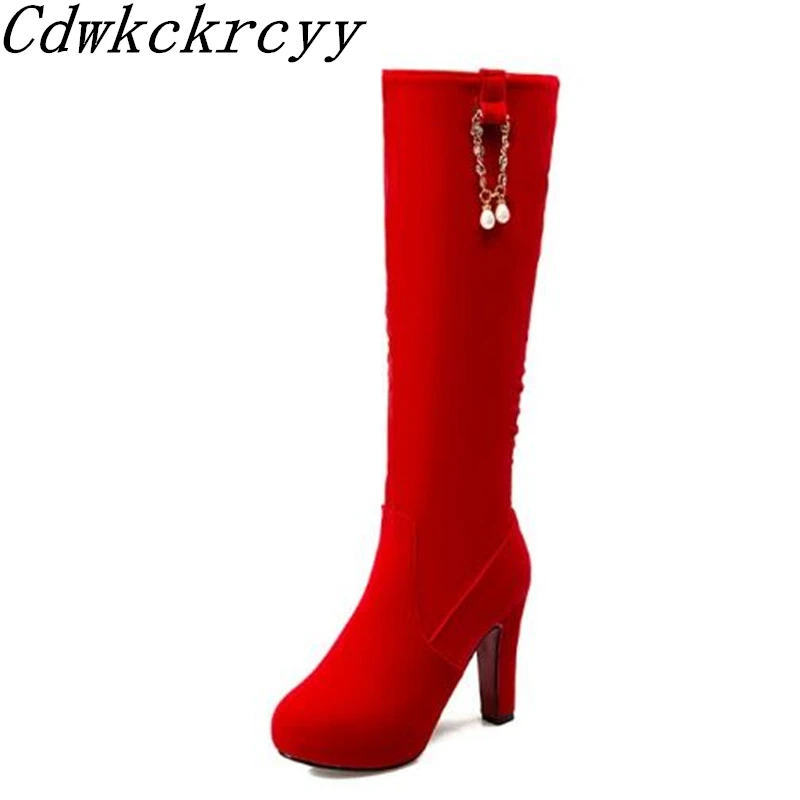 Women Boots Autumn winter New style fashion Rhinestone Grind High-heeled Boots Cashmere Keep warm High cylinder Chivalry boots