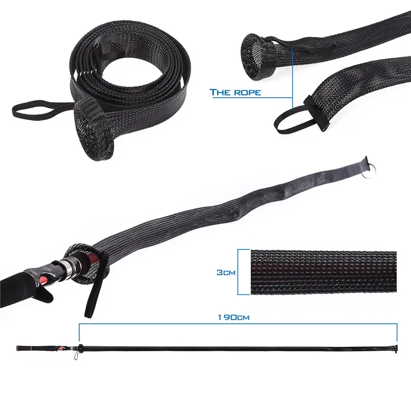 35mm 190cm Casting Fishing Rod Cover Sleeve Pole Glover Tip Protector Sock Bag Magic Sheath