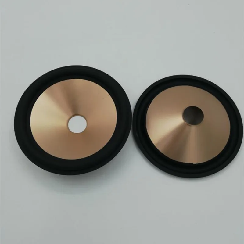 

Wholesale 50 pcs/lot 6 Inch Speaker Rubber Edge Paper Cone Full Frequency Thickening Gold Color Plastic Cones 27 mm Core