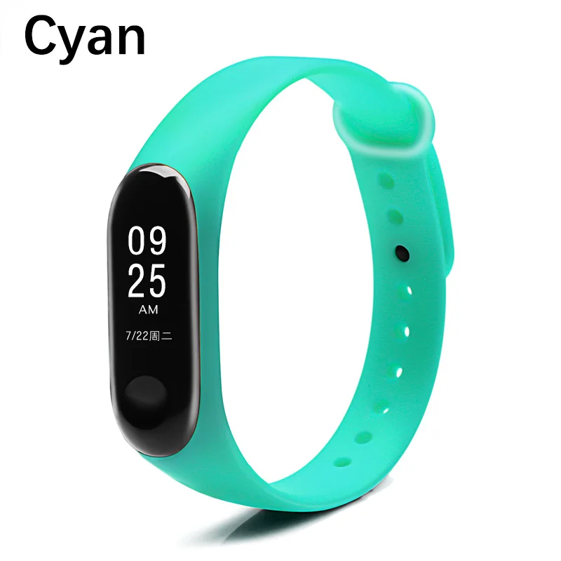 Cyan BOORUI Новое поступление mi Band 3 ремешок mi band 3 Силиконовый ремешок для xiaomi mi 3 браслет сменный Браслет Смарт-браслет аксессуары - Цвет: Cyan