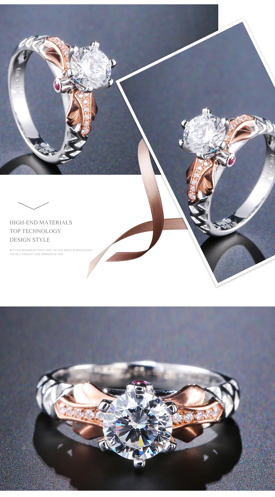 EDI Роскошные 1ct Moissanite алмазные 14k 585 розовое белое золото кольцо для женщин рубиновые обручальные кольца ювелирные украшения Рождественские подарки