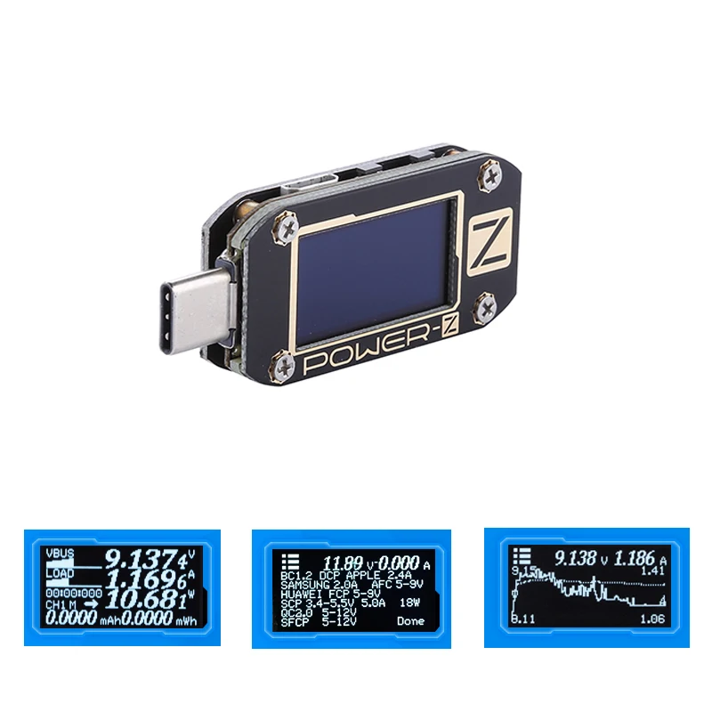 Мощность-Z USB PD тестер быстрого Зарядное устройство Напряжение ток пульсации двойной Тип-C QC2.0/3,0 KM001 KM001C метр Индикатор портативного зарядного устройства