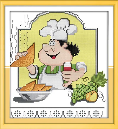 Cook 4 Юмор шеф-повара Кухня Крестик Комплект Вышивка крестом Наборы для вышивка узоры для вышивки домашний декор вышивка крестом нить DMC - Цвет: Cook 4