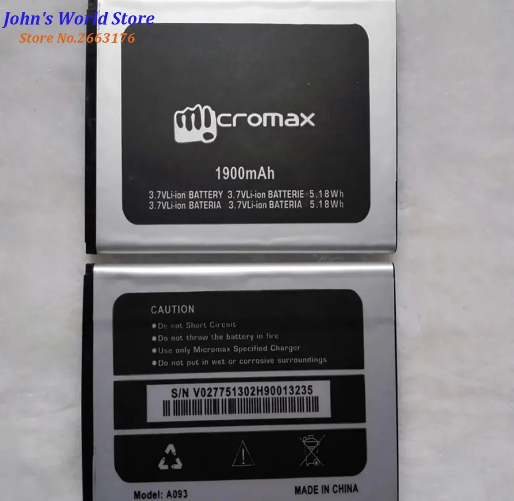 Высокое качество оригинальный для Micromax A093 мобильный телефон литиевая батарея