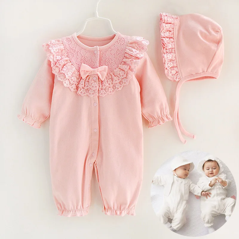 Для маленьких девочек Одежда для новорожденных Bebe хлопок кружевные цветы
