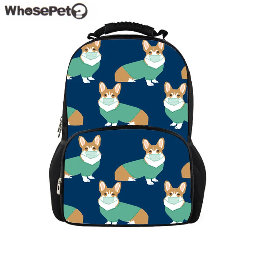WHOSEPET Модные женские рюкзаки с принтом корги дорожный рюкзак для девочек