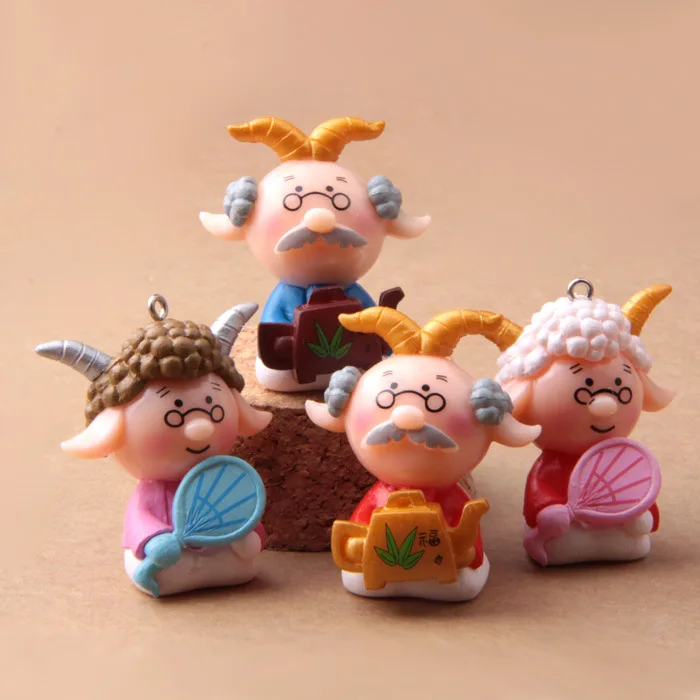 4pcs/lot Action Figure lamb elderly live version Microscopic bonsai 3.8cm PVC Micro Landscape decoration Doll Model Anime | Игрушки и