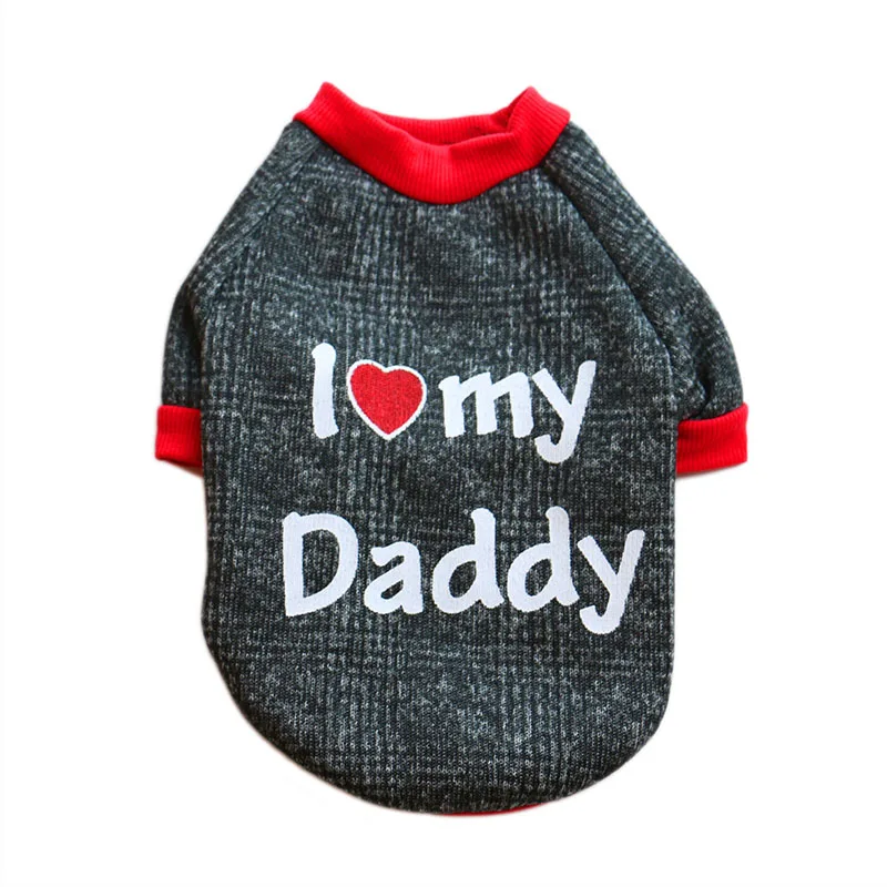 Свободная модная одежда для маленьких собак милые буквы i love mommy DAD свитеры
