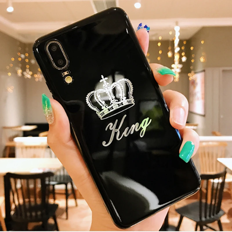 Kerzzil Мягкий силиконовый чехол для iPhone X 8 7 6 S Plus в виде короны король &amp queen пары