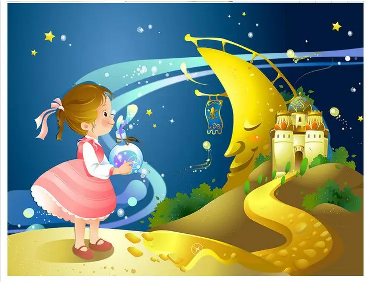 Пользовательские фото обои 3d фрески мультфильм молодая девушка детская комната