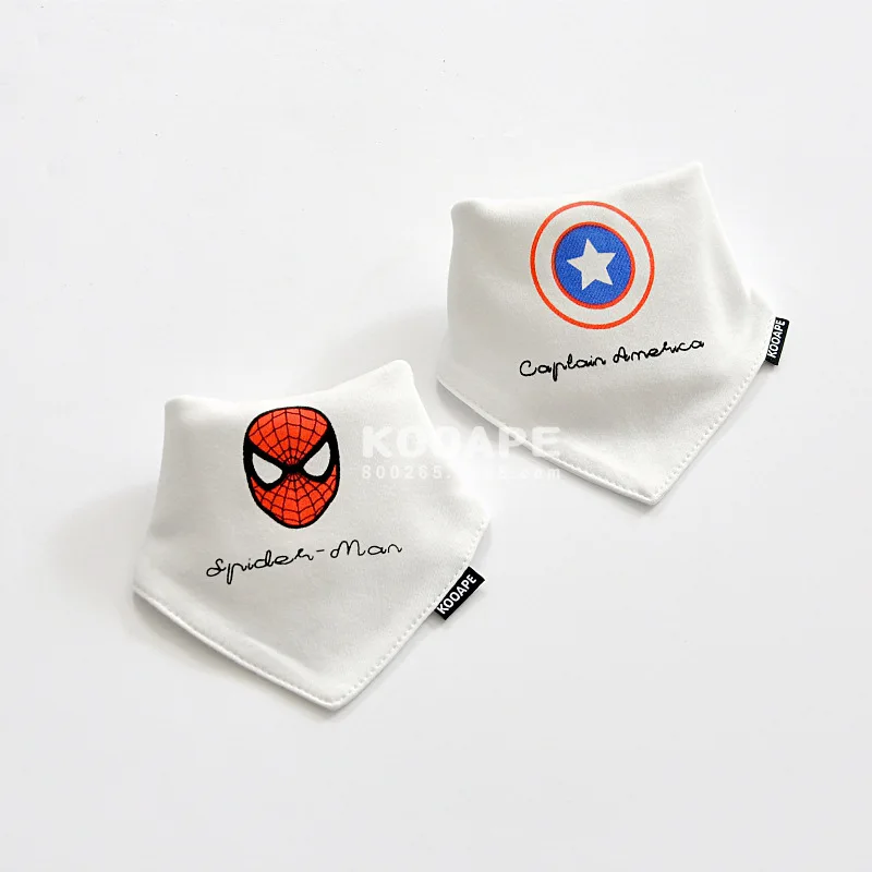 Captain Spiderman 2 шт./лот, фирменные хлопковые нагрудники для новорожденных мальчиков и девочек, детские повязки нагрудники, шарф, детский слюнявчик широкий для младенца, детский шарф - Цвет: Captain Spiderman