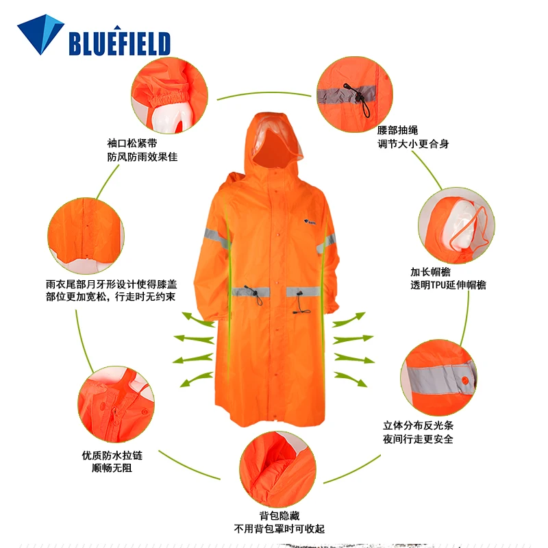 BlueField Открытый плащ-рюкзак чехол цельный плащ пончо дождевик Открытый Туризм Кемпинг куртки унисекс дождевик