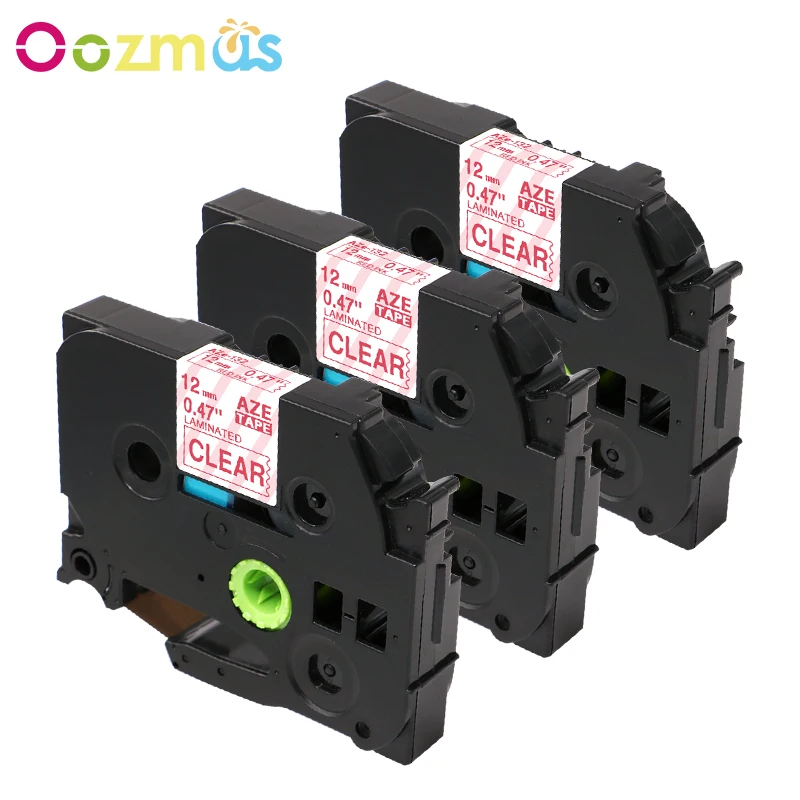 Oozmas 3 шт. красная на прозрачной этикетке лента 12 мм TZe132 tz132 tze 132 tz совместимый с