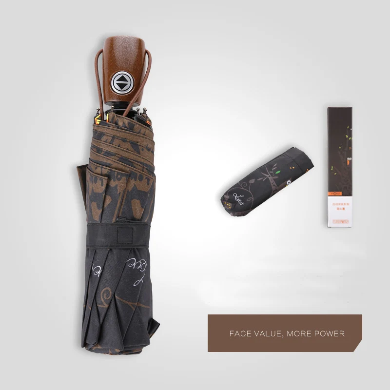 Зонт Автоматический складной с защитой от УФ-лучей и черным покрытием