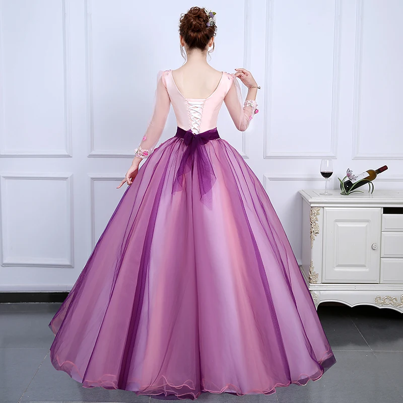 Vestido 15 quinceanera Дешевые Длинные рукава Бальные платья фиолетовые Бальные платья с открытой спиной с цветами из бисера милые 16 платья
