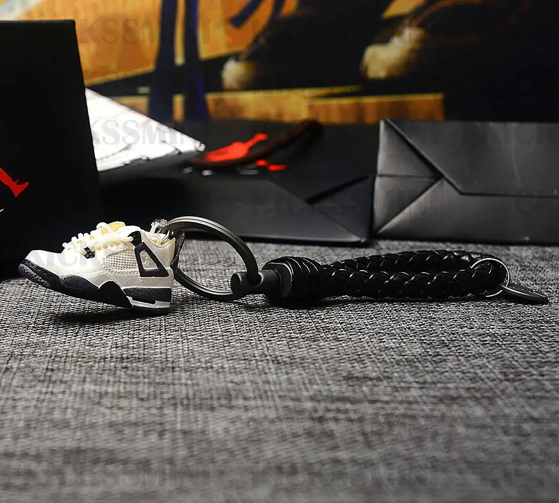 DIY ретро OG Air Jordan " Белый цементный" 3D Мини кроссовок Джордана сумка для ключей коробка Подвеска для пары Кукла аксессуар