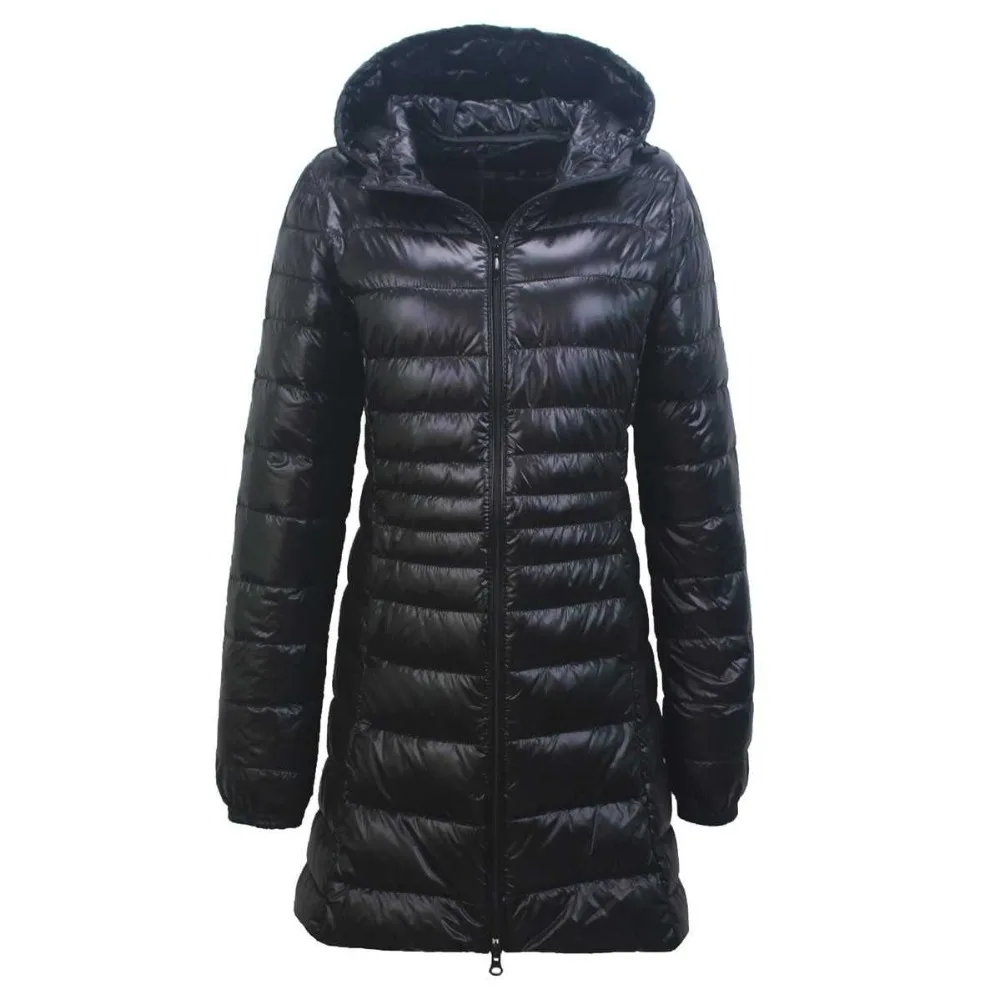 2019 зимние Для женщин длинные ультра легкий утка вниз Куртка женская верхняя