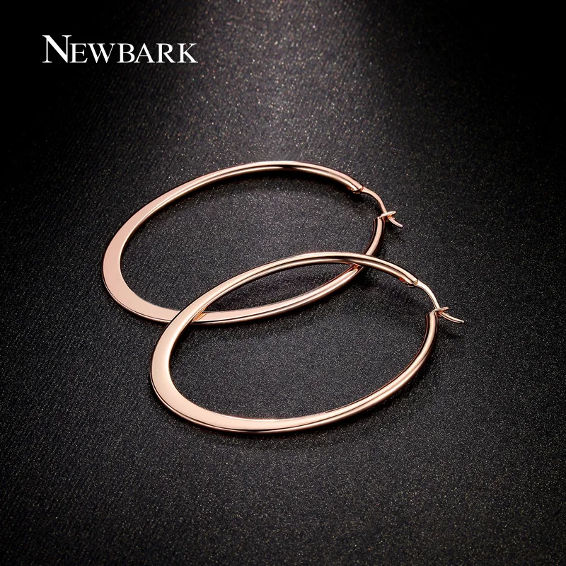 NEWBARK розовое золото цвет Огромный овальный обруч серьги Корзина мяч жен