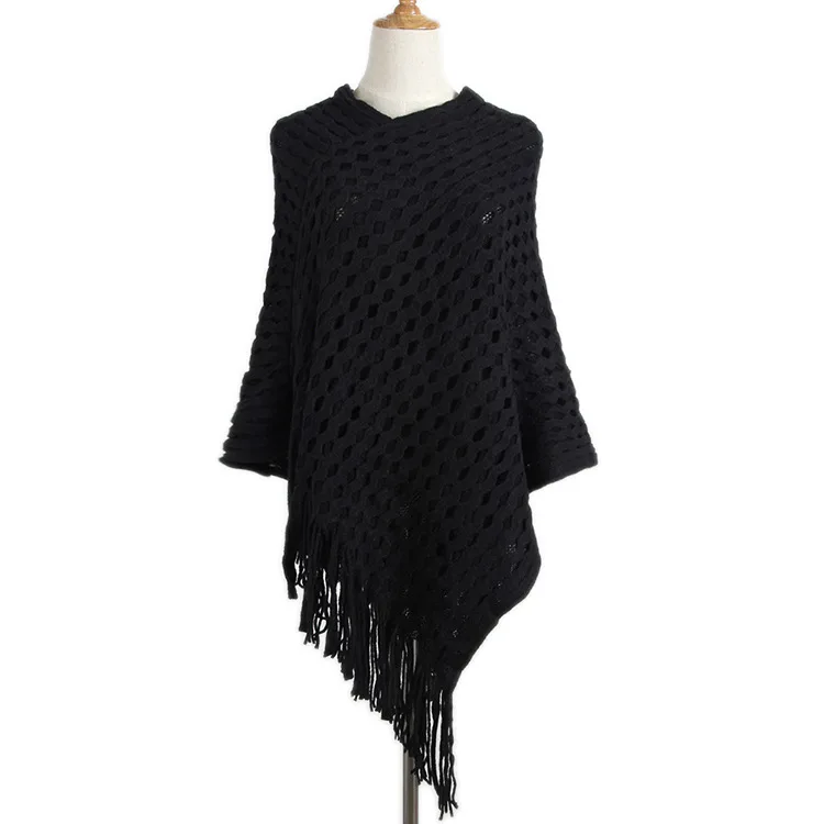 Женский плащ свитера и пуловеры импортные товары V воротник кисточка быстрая свитер нерегулярные большие размеры Vestidos MMY69152 - Цвет: Черный