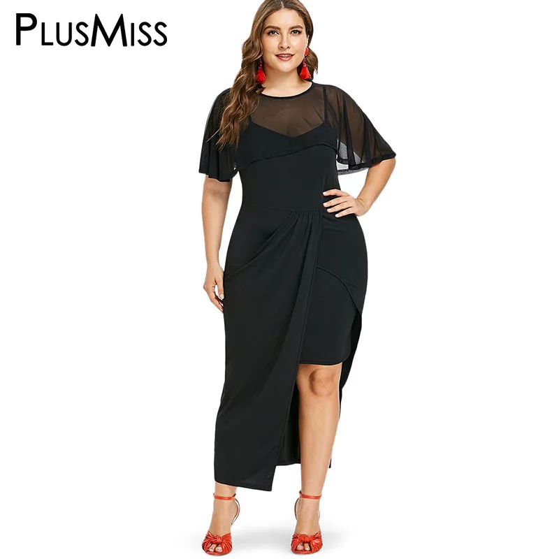 PlusMiss размера плюс 5XL Сексуальная шифоновая накидка Платья для вечеринок Для