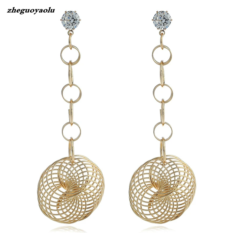 Женские длинные серьги Boucle D'oreille Femme подвески с полым цветком и стразами 2017|earrings