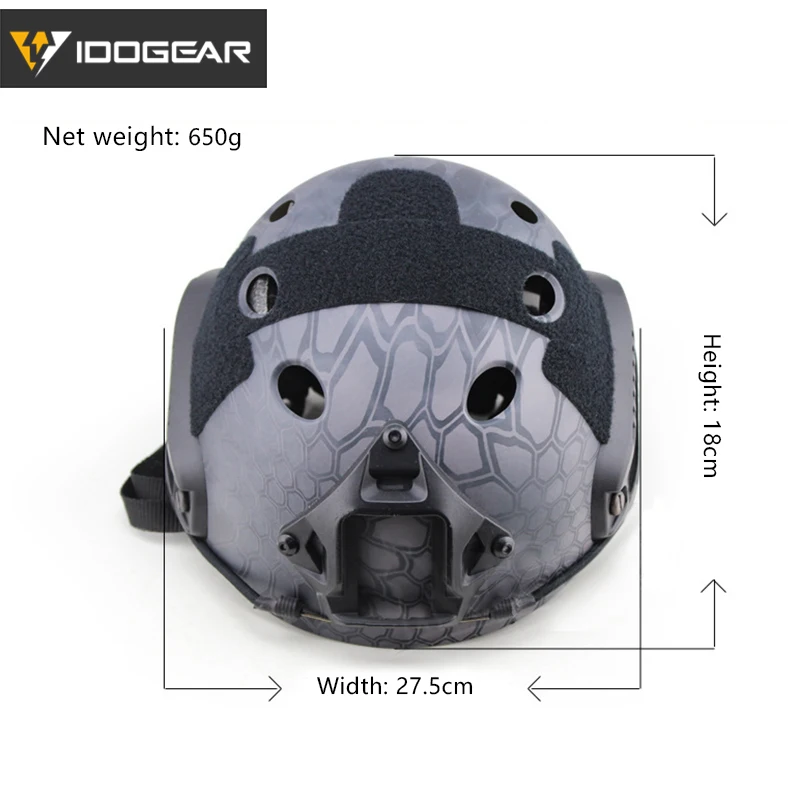 IDOGEAR Tacitcal Быстрый Шлем PJ Тип Расширенная настройка w/NVG кожух + Боковая рейка