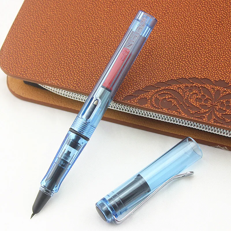 Перьевая ручка Jinhao прозрачная синяя Jin Hao 599a пластиковая ручка/0 5 мм тонкий