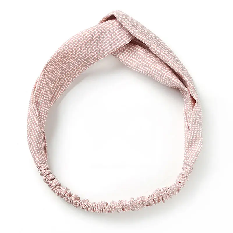 light pink Женская повязка на волосы с крестиком винтажная решетка повязка на голову с узлом эластичные резинки для волос женские аксессуары для волос бандо шевроэ женские мягкие украшения на голову - Цвет: light pink