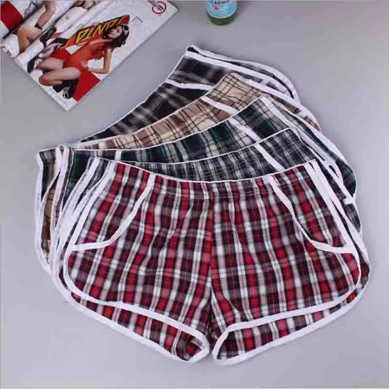 

2019 Men's Elastic Soft Cotton Breathable Relaxed Shorts Fashionable Simple Plaid Household Shorts Out Beach Casual Shorts