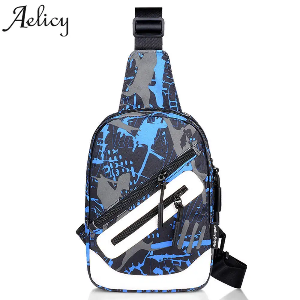 Мужская сумка мессенджер Aelicy через плечо из искусственной кожи с usb разъемом на