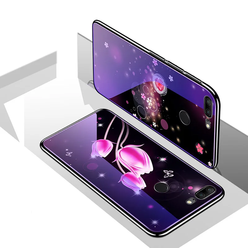 Чехол Soinmy Honor 9 для Huawei 8X блестящий чехол из закаленного стекла с синими лучами 7C 7A