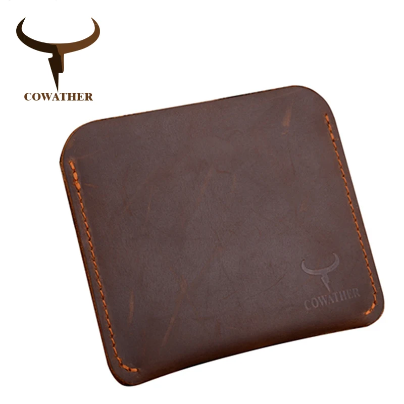 COWATHER Crazy horse кожа мужская Card & ID держатели крест стиль подлинной кожаный бумажник