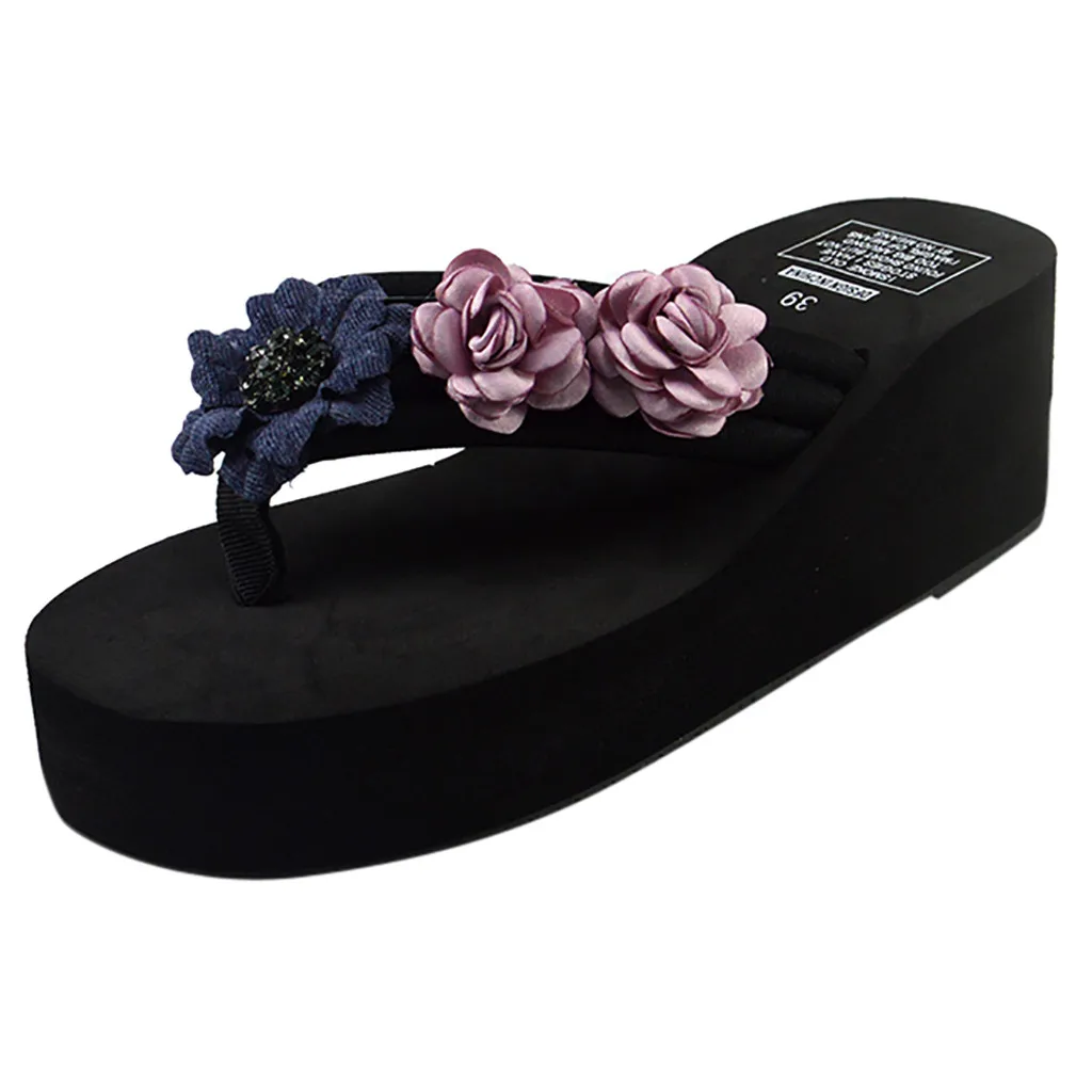 SAGACE/женские богемные вьетнамки на толстой подошве с цветочным принтом Модные