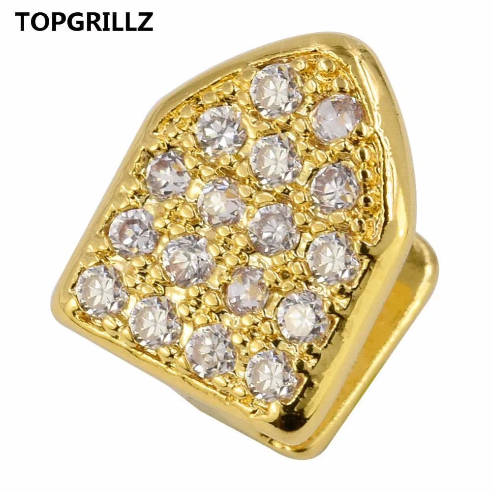 TOPGRILLZ хип хоп Grillz с зубами из чистого золота одной крышкой микро закрепкой