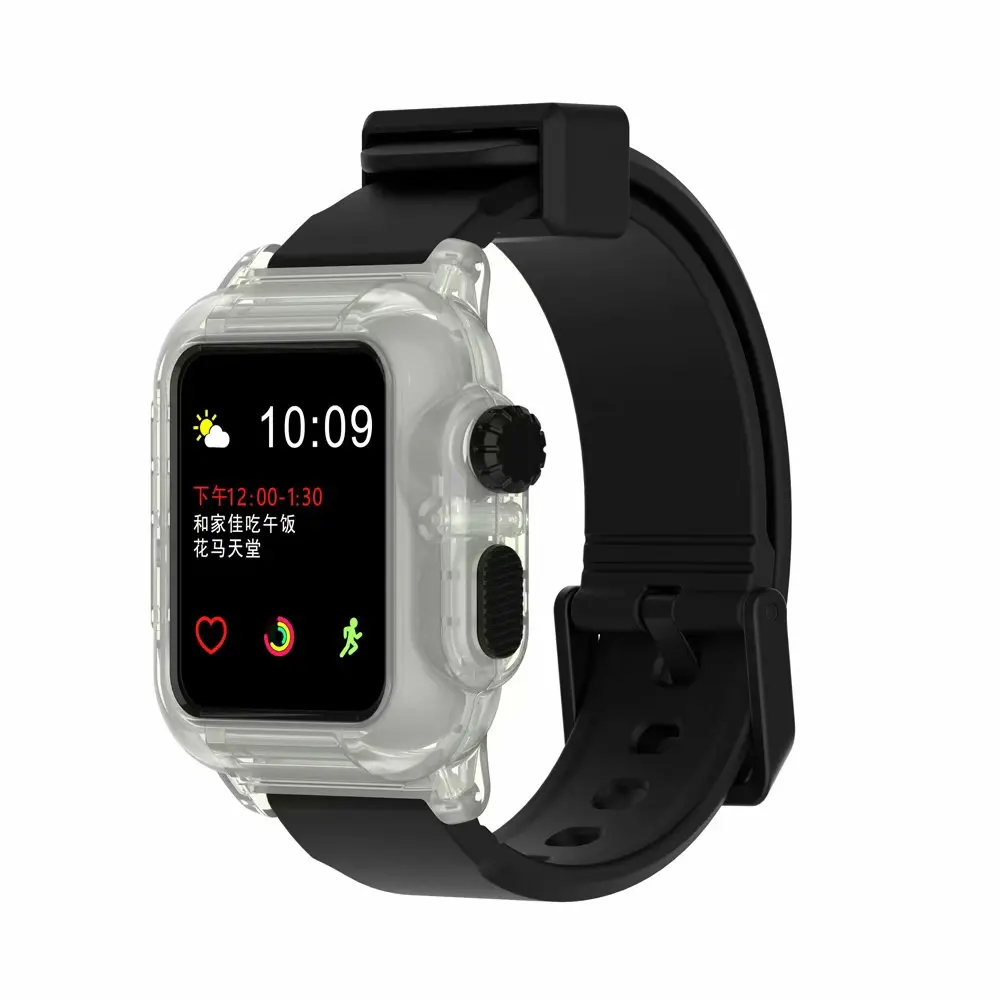 black5 Водонепроницаемый корпус ремешки для часов Apple Watch Series 2/3 42 мм Плавание Серфинг силиконовые водонепроницаемые часы ремешок - Цвет ремешка: black5