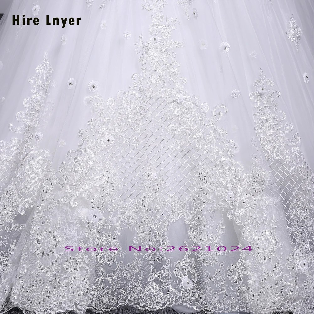 100% Real Picture Crystal Pearls Lace All Over Flowers Princess Ball Gown Wedding Dress 1.5m Train On The Floor 6 Ring Petticoat | Свадьбы и